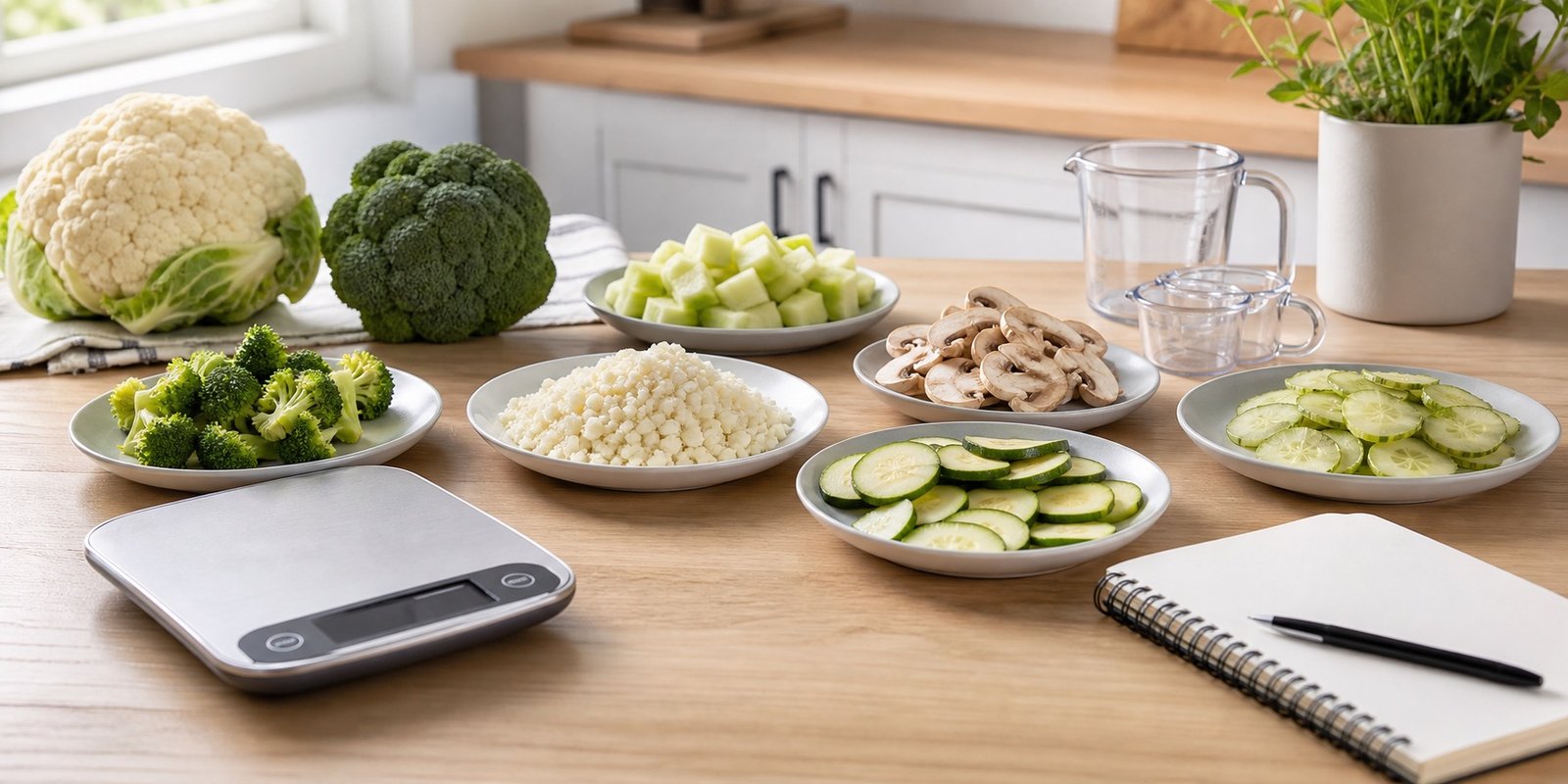 Legumes low carb pesados em porções para comparar carboidratos líquidos e fibras.