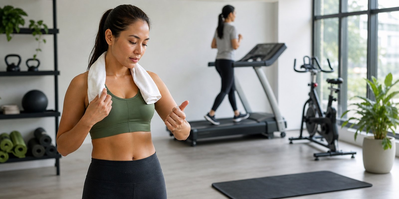 Pessoa controlando a intensidade do cardio para perder barriga de forma realista.