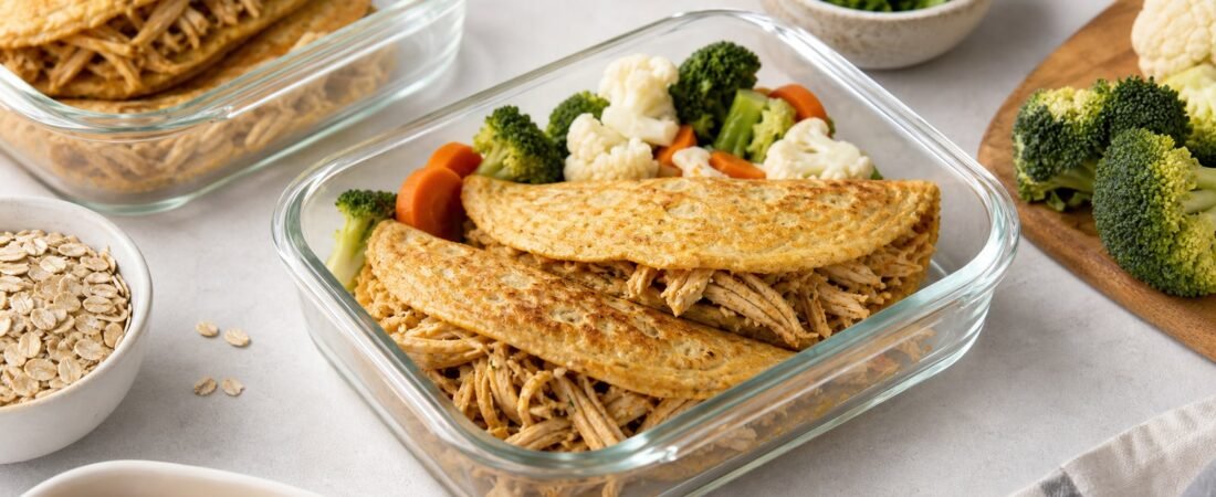 Marmita Fitness com Panqueca de Aveia e Frango