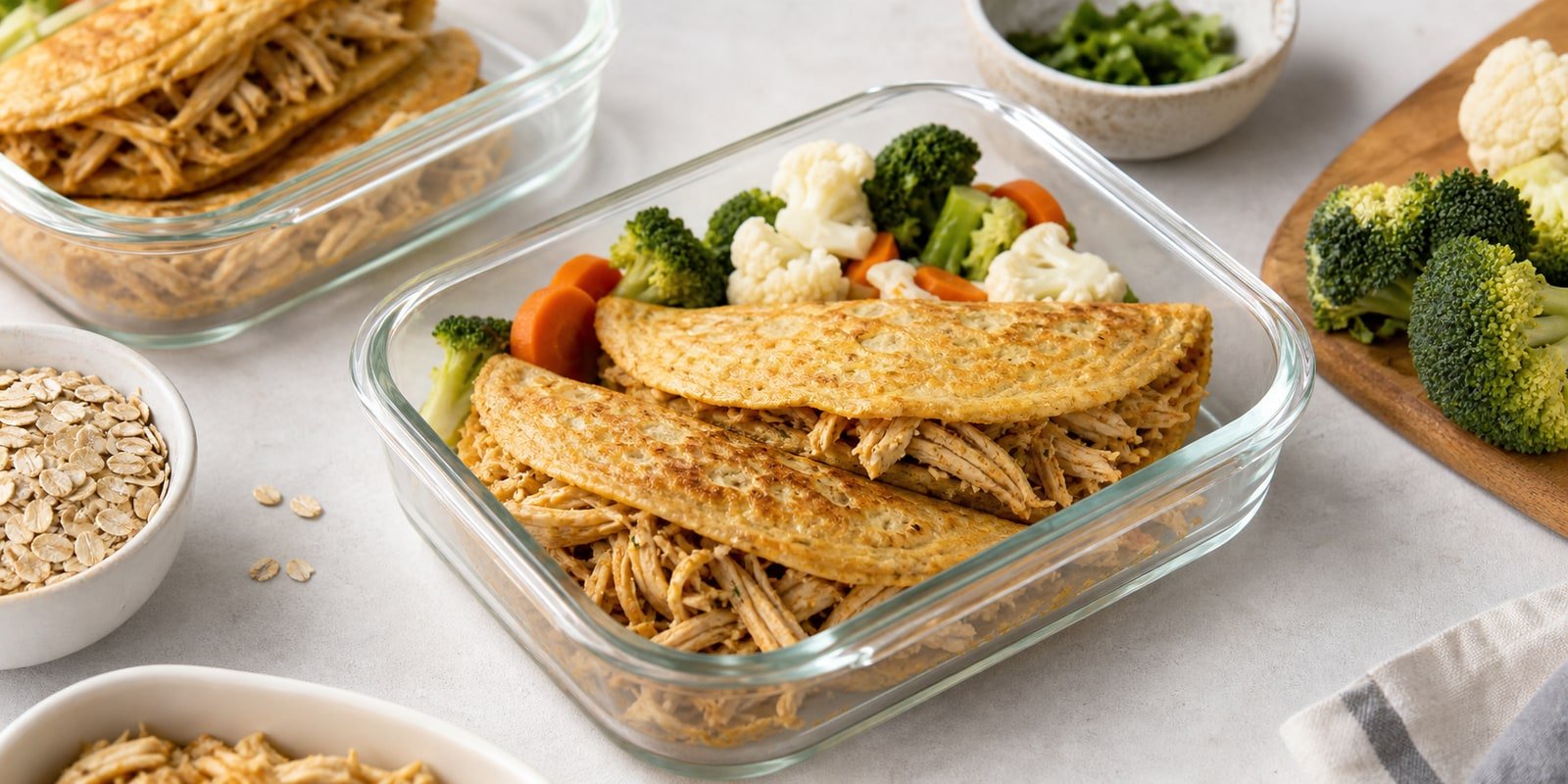 Marmita Fitness com Panqueca de Aveia e Frango