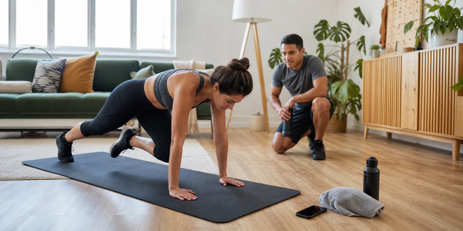 Treino HIIT de cardio em casa com movimentos controlados para queimar gordura.