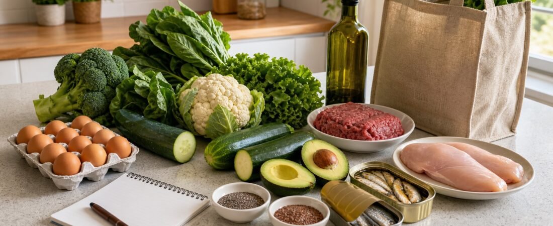Método cesta-refeição da lista de compras low carb