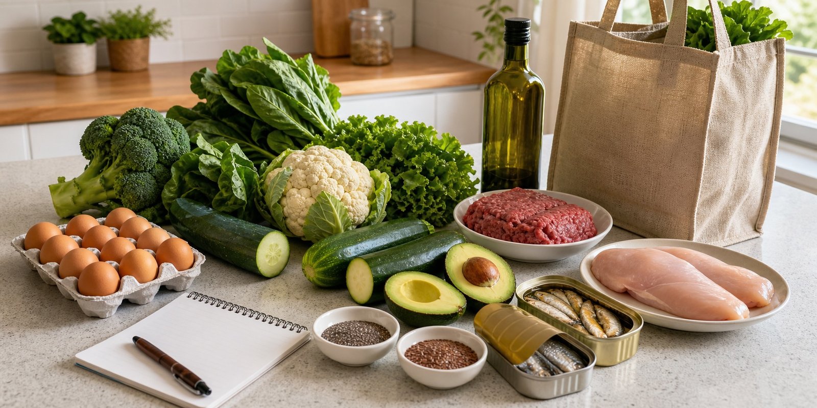 Método cesta-refeição da lista de compras low carb