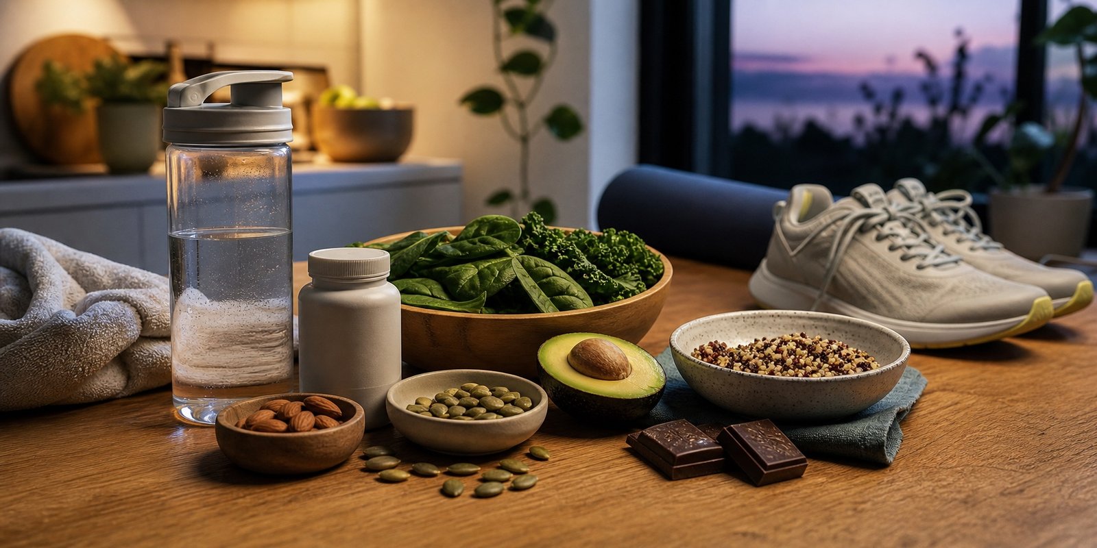 Magnésio para melhora do sono em rotina de descanso, alimentação e recuperação muscular.