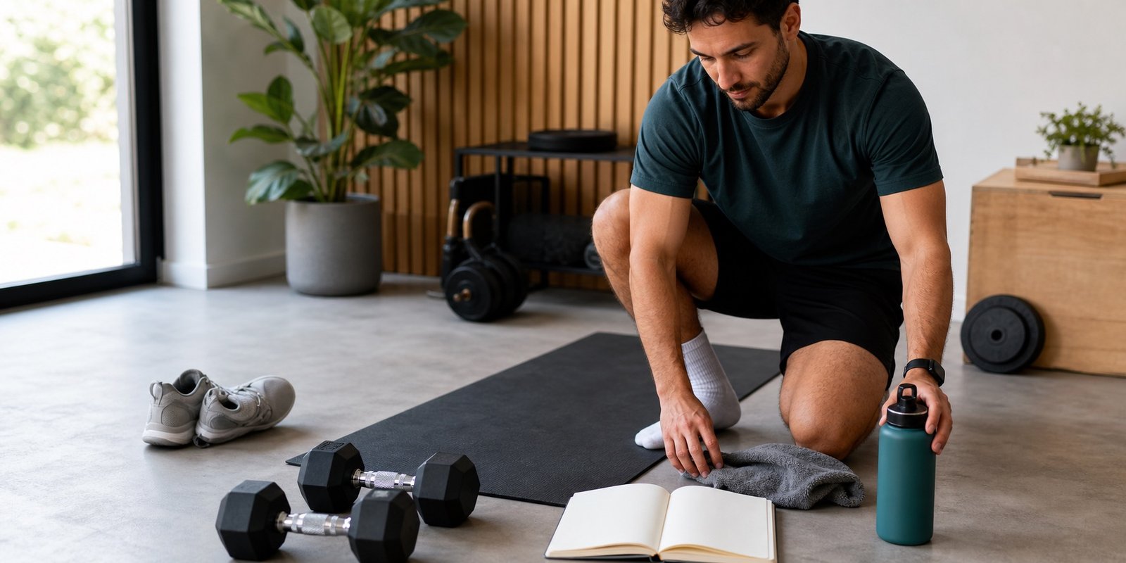 Agenda com musculação, caminhada e treino curto organizados na semana.