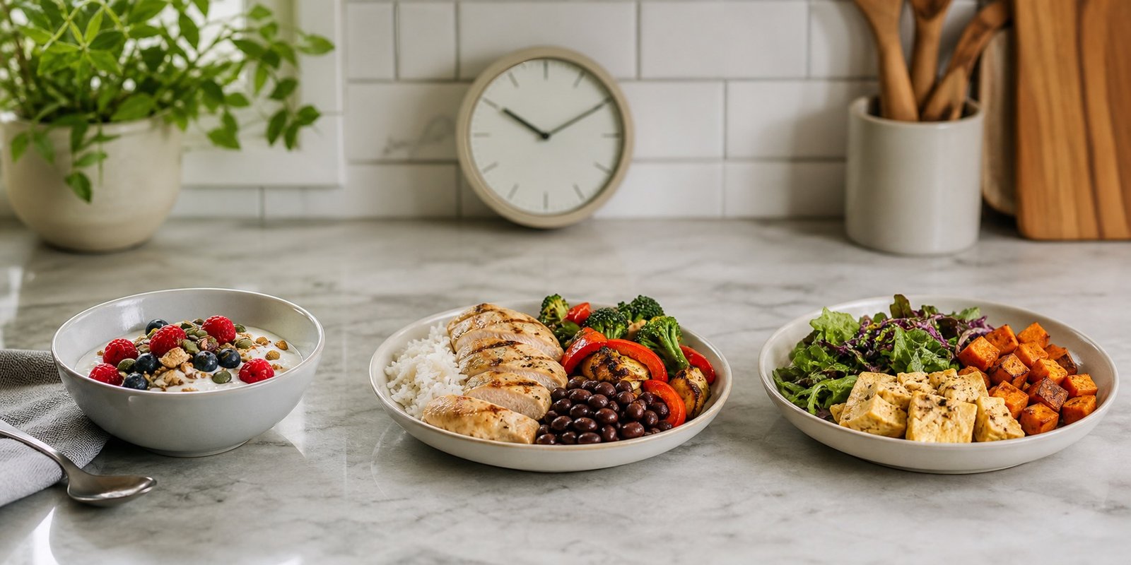 Refeições com proteínas distribuídas na janela alimentar para preservar massa magra.