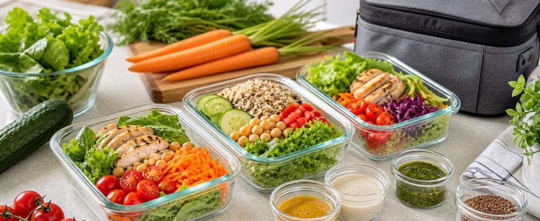 Método seco-molho das saladas para marmita fitness