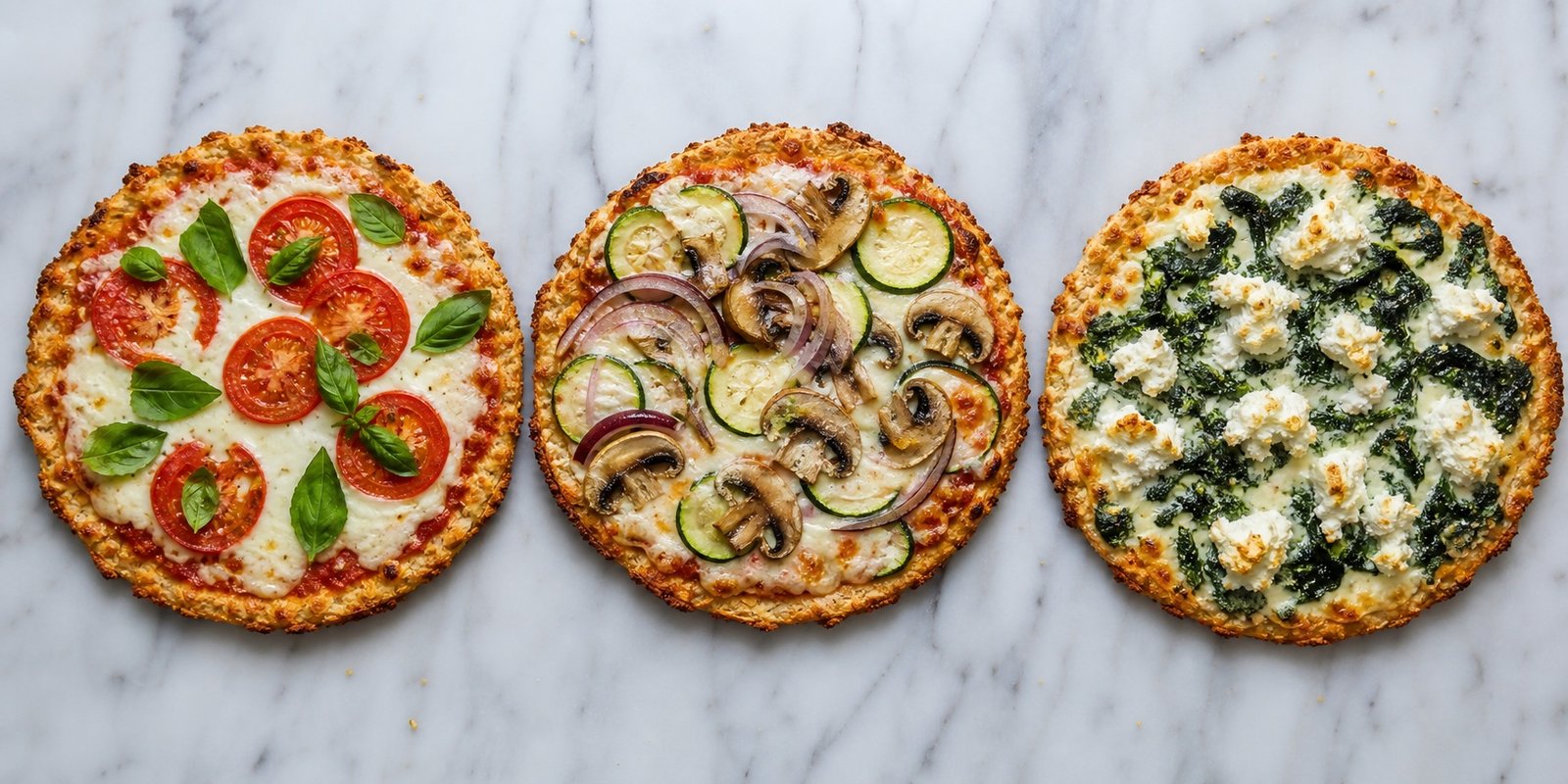 Três coberturas para pizza low carb com massa de frango