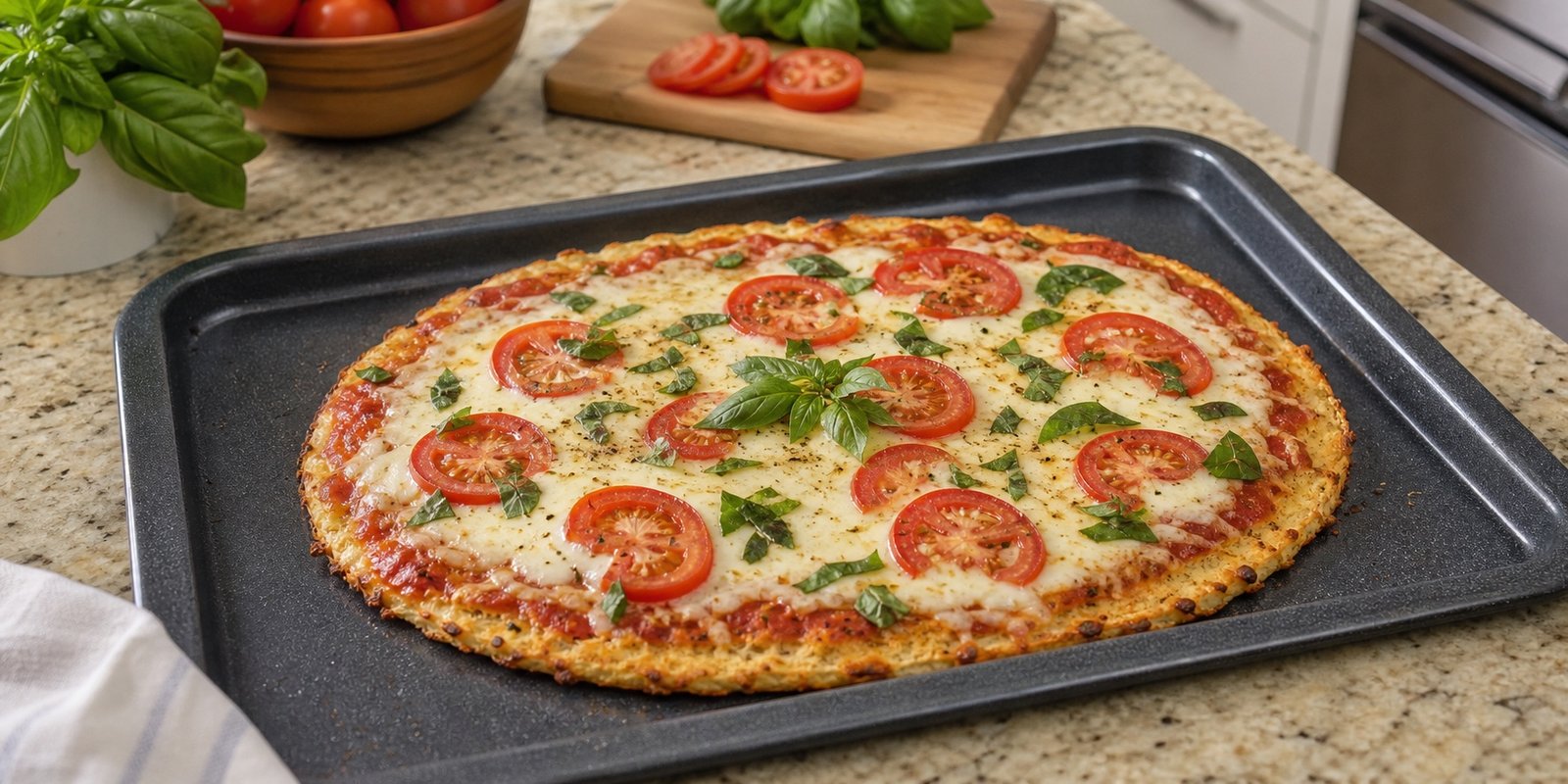 Pizza Low Carb com Massa de Frango que Não Desmancha