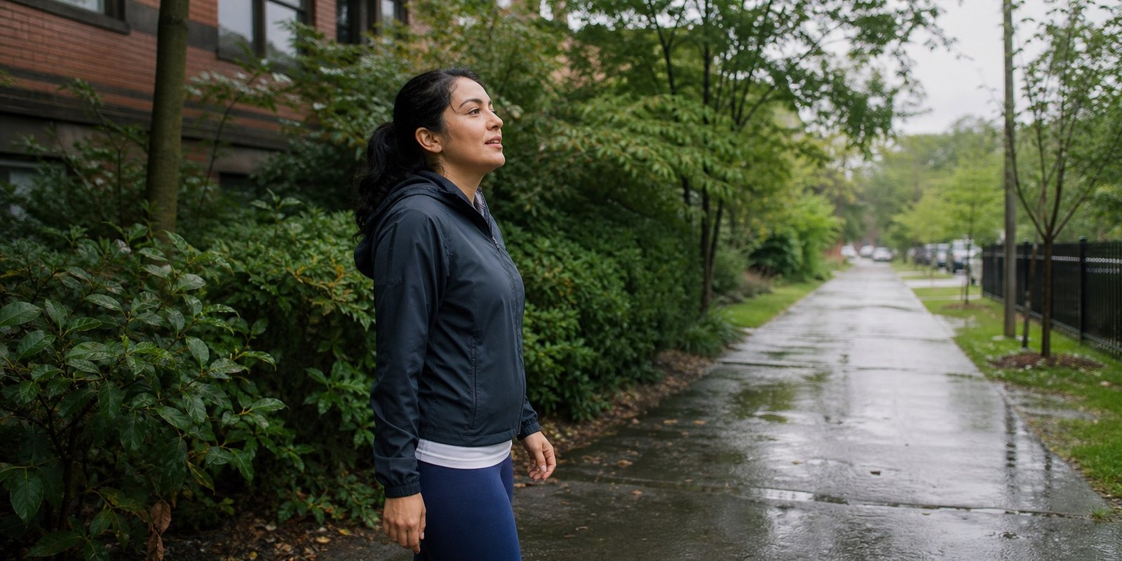 Pessoa reduzindo o ritmo após caminhar para observar como o corpo responde ao cardio e à ansiedade.